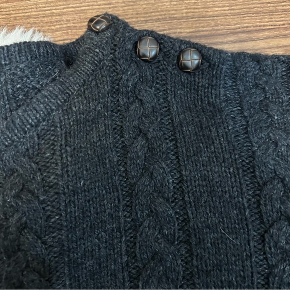 Kenar Chunky Cable Knit Poncho Sweater Grey Size M/L - Picture 5 of 6